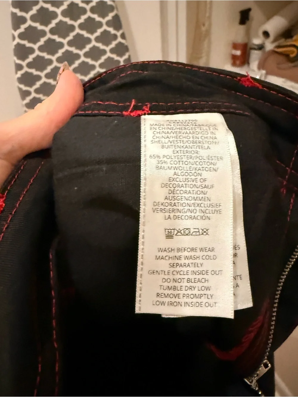 True Religion Black Cargo Pants with Red Contrast Stitching 32x30